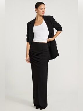 Merona Black Ruched Waist Maxi Skirt - Ultra Soft & Stretchy - Size M
